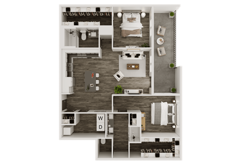 the bedroom floor plan of 423 sq ft of space